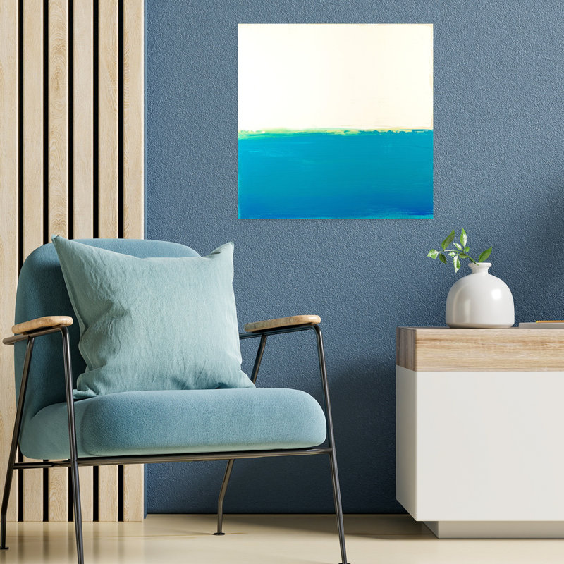 Art contemporain abstrait turquoise, H 18 po x l 18 po