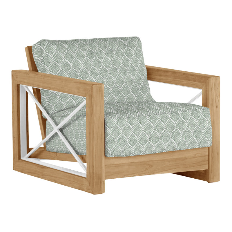Malta Teak Outdoor Lounge Chair, Welt + Standard fill, Natural Teak, Perigold Linnaeus Spring