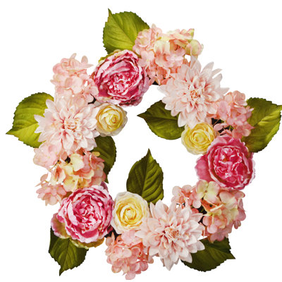 24" Pastel Pink Dahlia Rose Ranunculus Wreath 