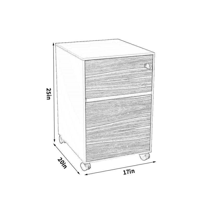 Waldrup 17'' Wide 2 -Drawer Mobile File Cabinet, Zebrano/Black