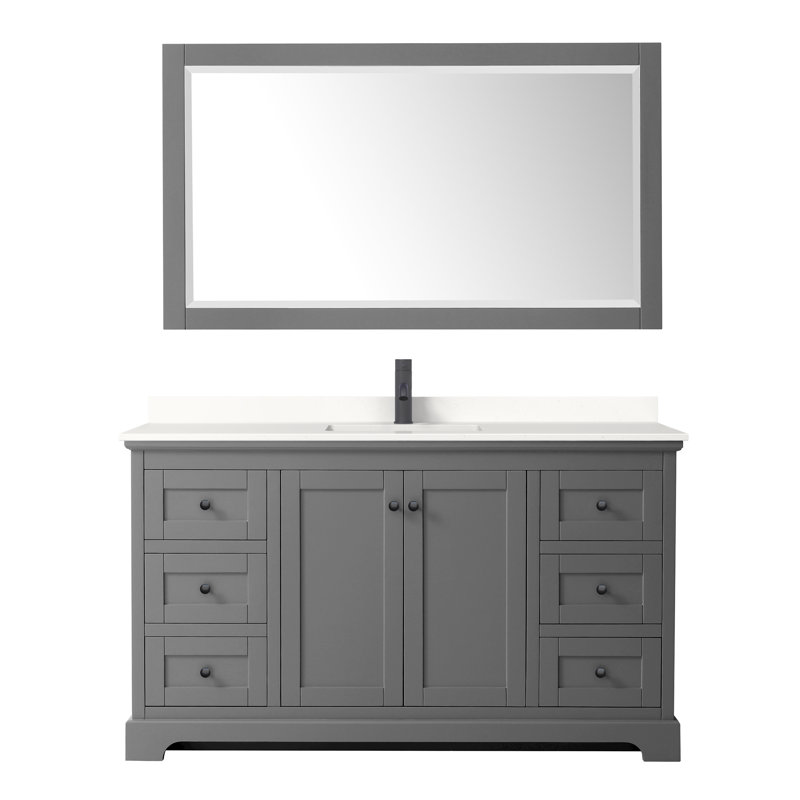 Avery 60'' Dark Gray Single Bathroom Vanity with Marble Top
