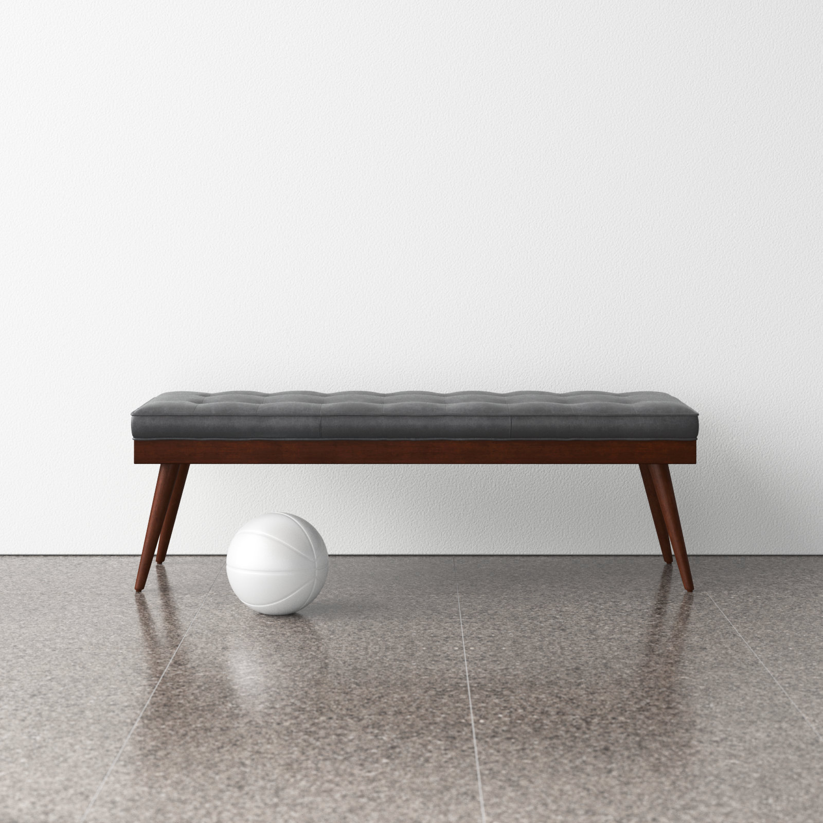 Luca 55" Genuine Leather Entryway Bench, Slate Gray