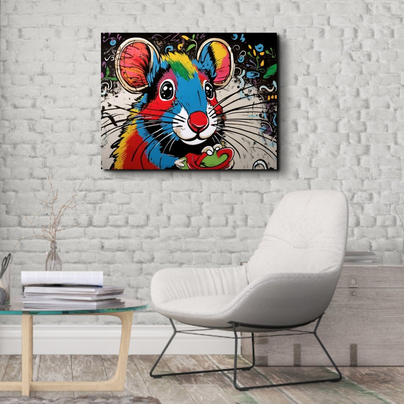 «Mouse Graffitianimals» sur toile, H 26 po x l 32 po