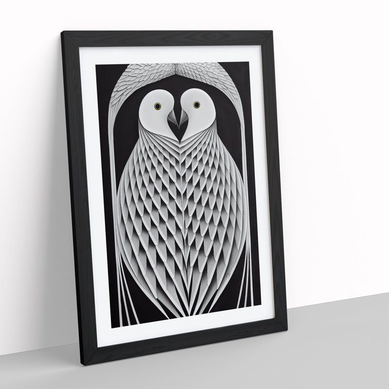 Symmetrical Birds Abstract - Single Picture Frame Print, 64cm H x 46cm W x 2cm D, Black Framed
