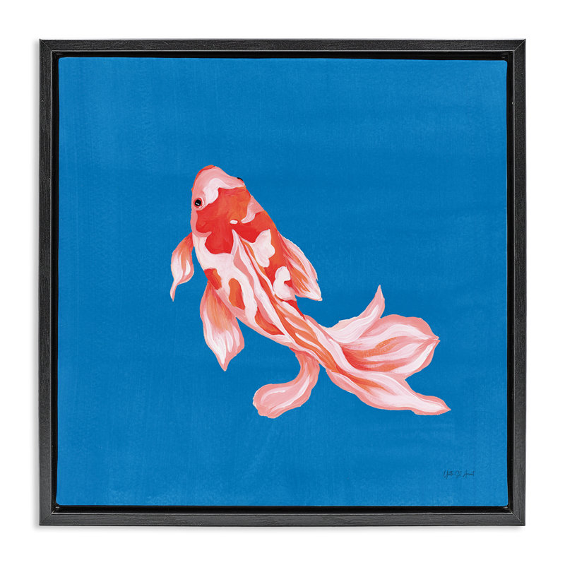 Cadre flottant bleu Koi, Cadre flottant noir de jais, H 18 po x l 18 po