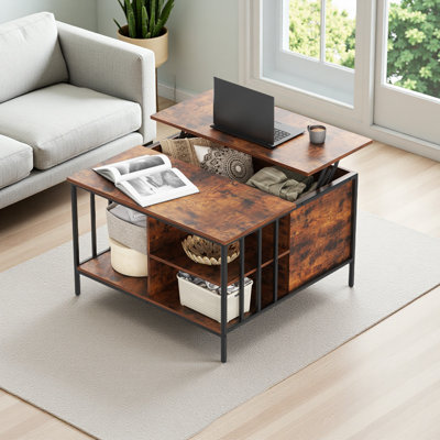 Table basse à plateau relevable avec rangement Farmhouse