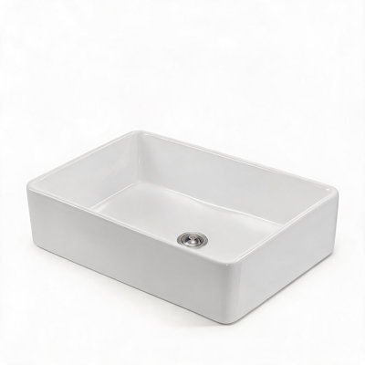 34 inch x 20 inch White Fireclay Farmhouse Undermount Kitchen Sink with Extra Large Single Basin