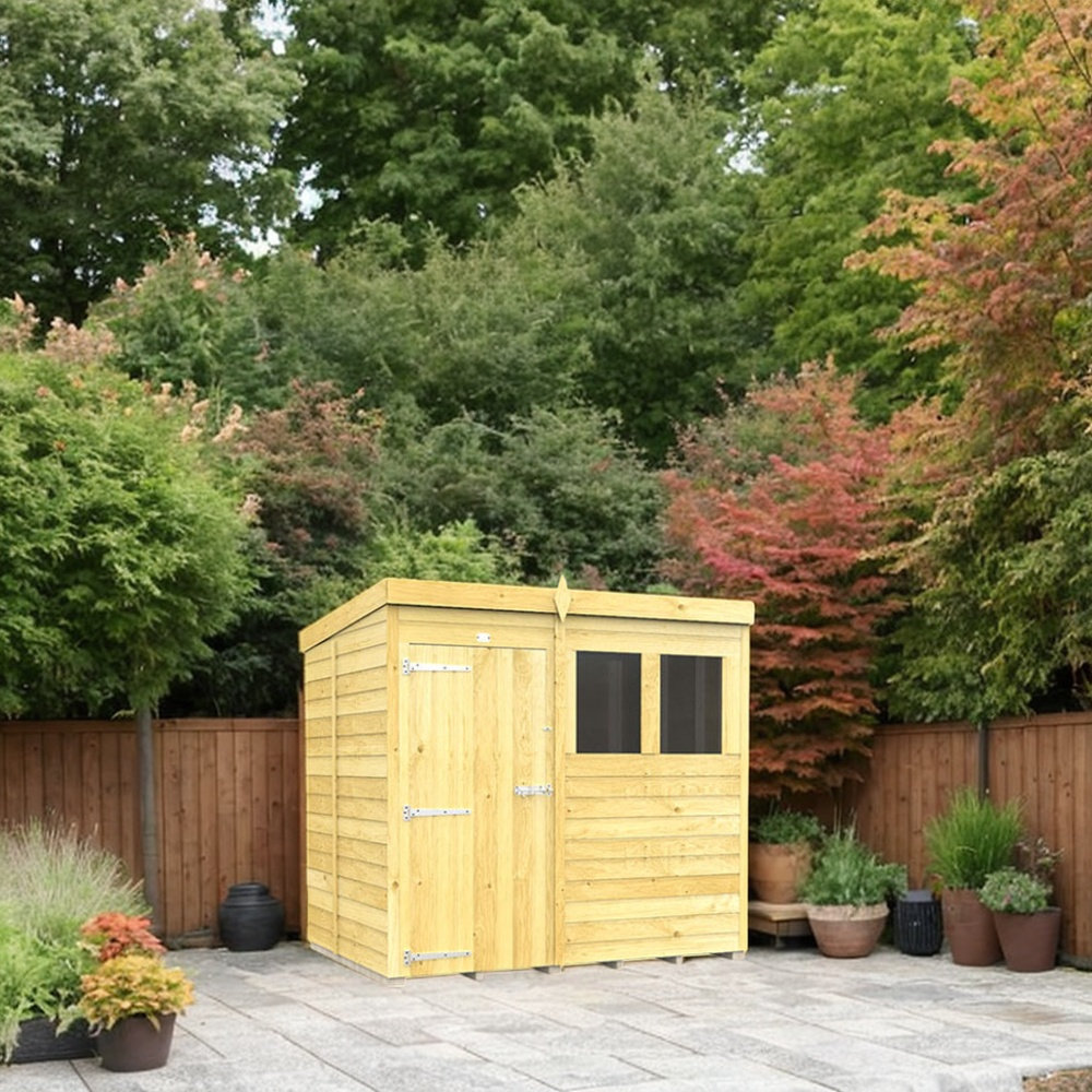 7ft x 5ft Pent Shed - Single Door with Windows