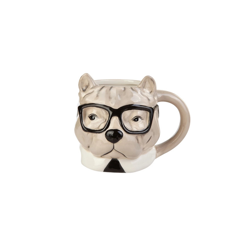 Karaca Animal Bulldog Stoneware Mug, 483ml, Multi