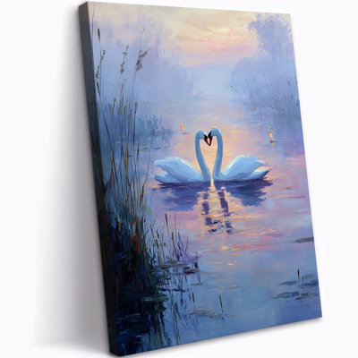 GUTTATY Swan Vintage Wall Art, Serene Pond Painting with Graceful Swans, Classical Pictures for Farmhouse Style and Bathroom Decor, Canvas Artwork Ready to Hang for Home, 24x32 inches