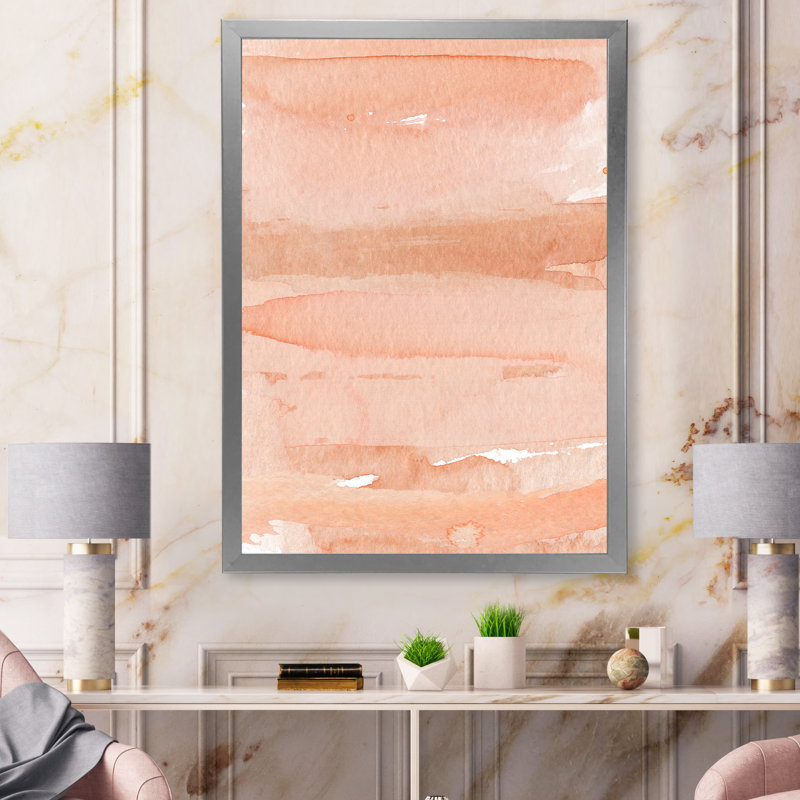 Impression abstraite rose et orange - reproduction sur toile, H 20 po x l 12 po x P 1 po, Cadre photo argenté