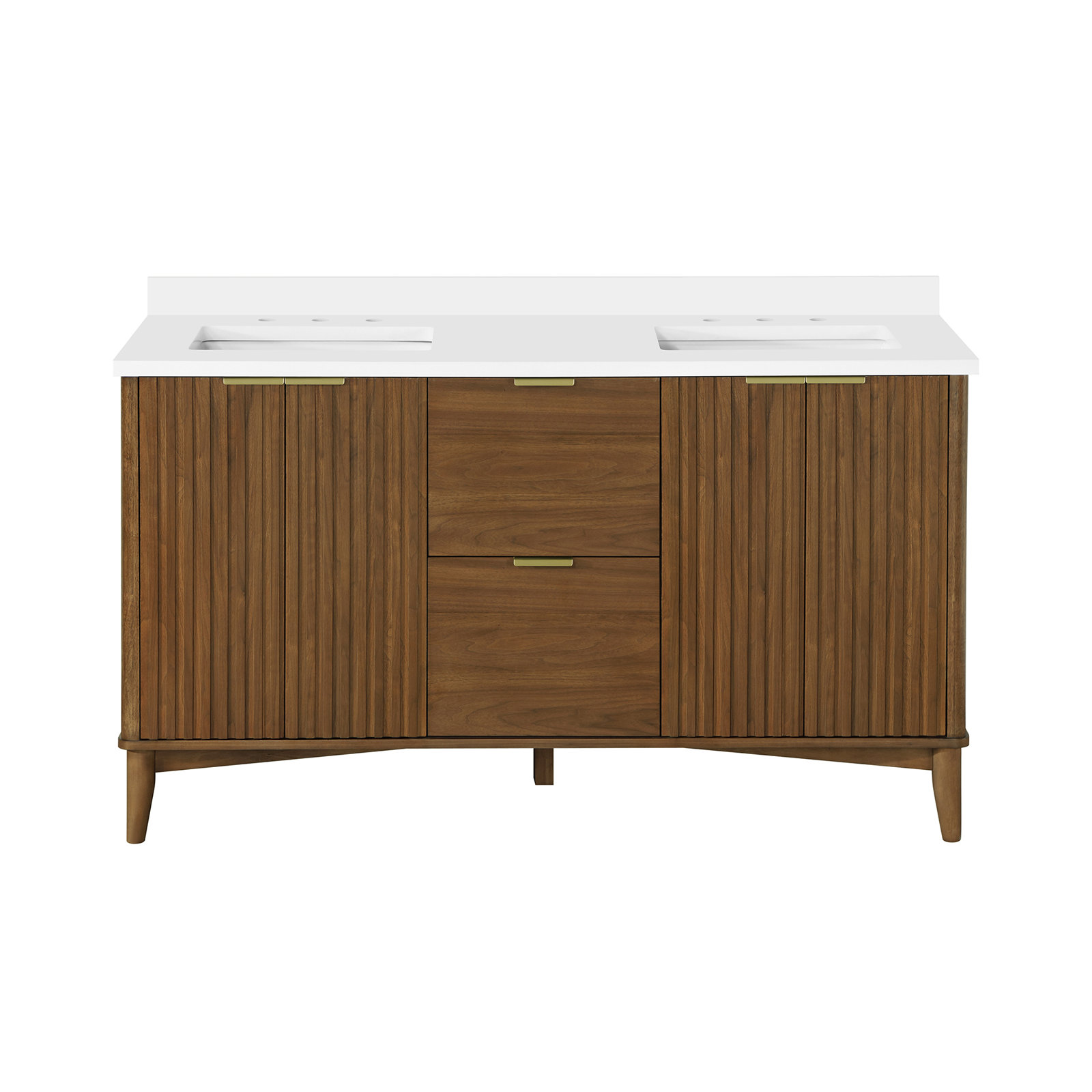 Gabi 60" Double Bathroom Vanity, Warm Walnut