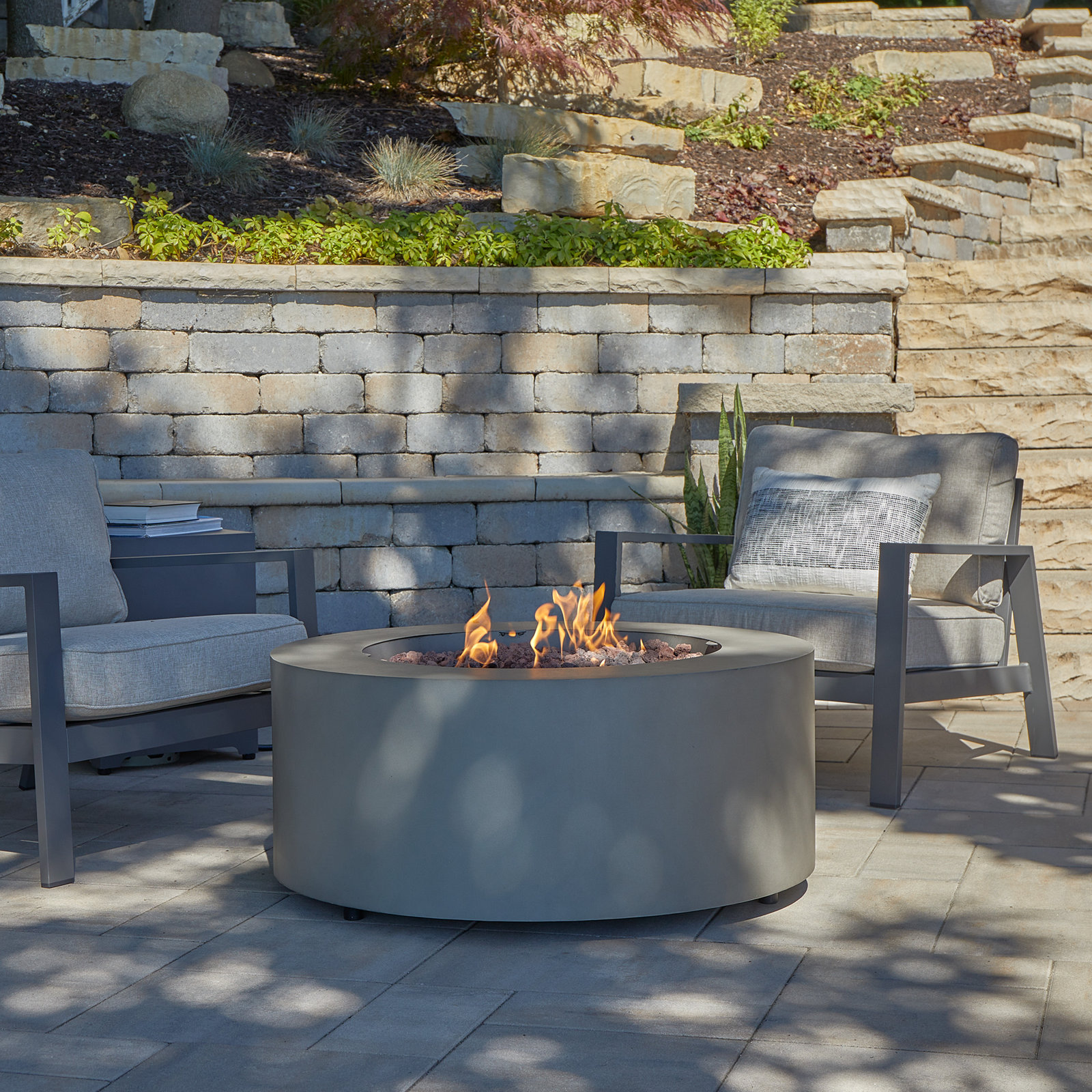 Aegean Round Fire Pit Table by Real Flame, Dark Gray