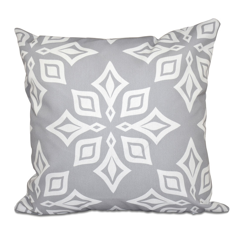 Beach Vacation Geometric Reversible Throw Pillow, 26" H x 26" W, Grey