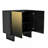 Modern Matte Black 2-Door Accent Cabinet with Gold Wire Mesh & Push-to-Open