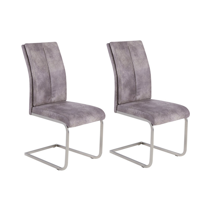 Munson Microfiber / Microsuede Upholstered Cantilever Chair, Grey/Brown/Blue