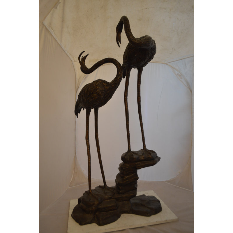 Bronze Pair of Flamingos Fountain