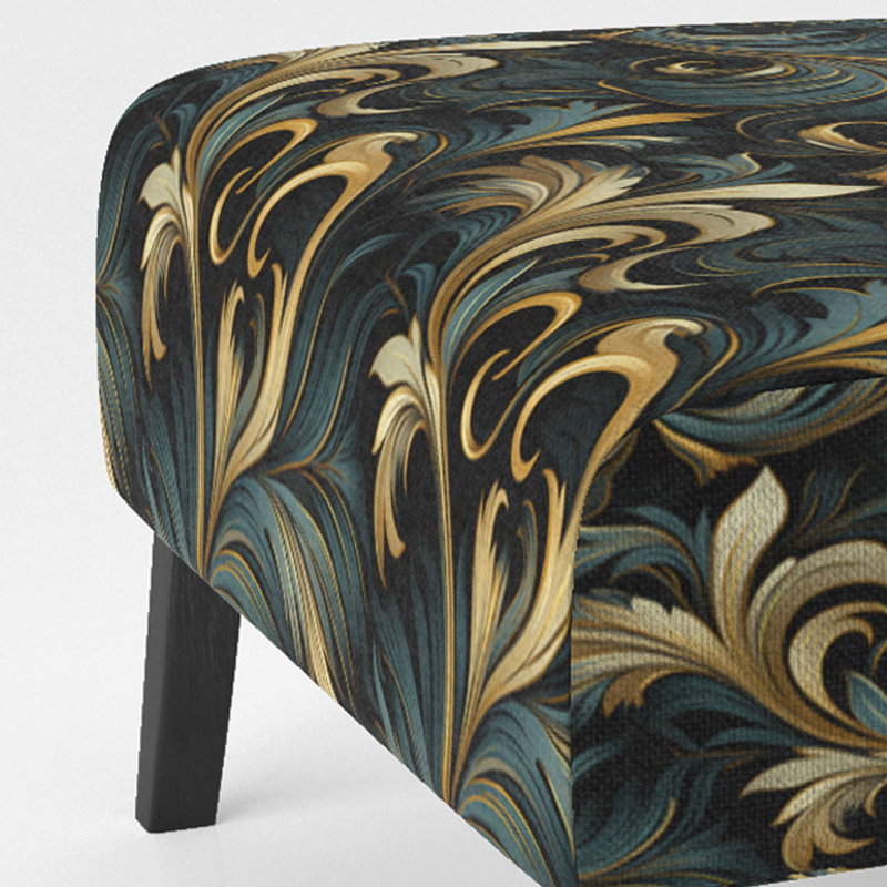 Fauteuil de chambre d'appoint rembourré bohémien et éclectique Gold and Blue Luxury