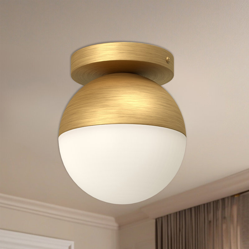 Plafonnier encastré en verre Monae, Or brossé, H 6,75 po x l 6 po x P 6 po