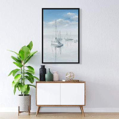 "Voiliers sur le lac tranquille" sur toile