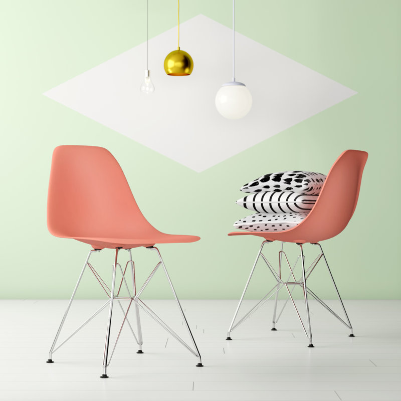 Chaise en plastique Daker avec base chromée, Pêche