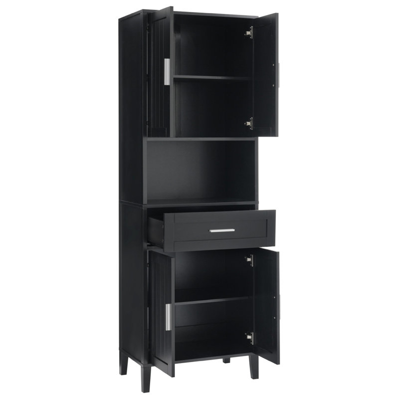 Armoire de salle de bain haute autoportante haute, Noir