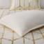 Lit double / grand et literie métallique dorée - imprimé géométrique, super doux, 2 taies décoratives, coussins décoratifs, édredon à basse température, style contemporain, base, traitement doux, lavage en machine-129906202-129906204