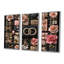 Ensemble de salon rose et noir à motif géométrique glamour II-107213244-107213246