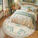 Vintage Floral Distressed Design Non-Slip Low-Pile Soft Thin Faux Wool Area Rug