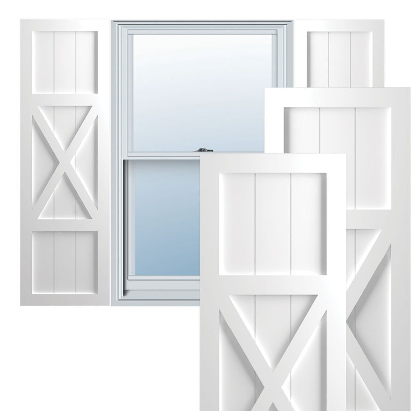 Volets à fixation fixe en PVC True Fit, Blanc, 15", 28"