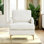 Chaise de salon moderne - revêtement en chenille moelleux avec base en or brossé