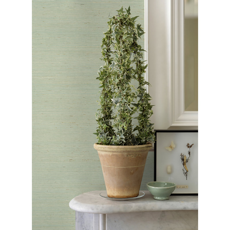 Loom Abstract Grass Cloth Wallpaper Roll, Seafoam, 36" W x 24' L