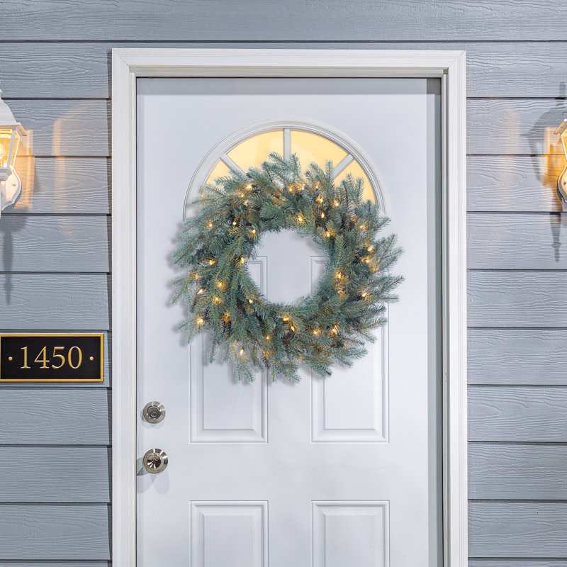 24'' Faux Spruce Lighted Wreath
