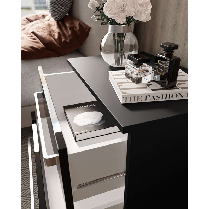 Varonique 55 cm W Bedside Table, Black