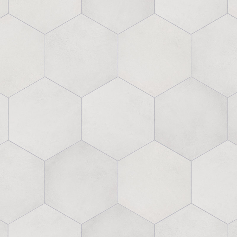 Heritage Hex 7" x 8" Porcelain Stone Look Wall & Floor Tile, Snow
