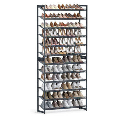 12-Tier Stackable Shoe Rack Organizer With Adjustable Shelves, Large Capacity Metal Shoe Storage For Entryway, Garage, Holds Up To 60 Pairs, Sturdy An