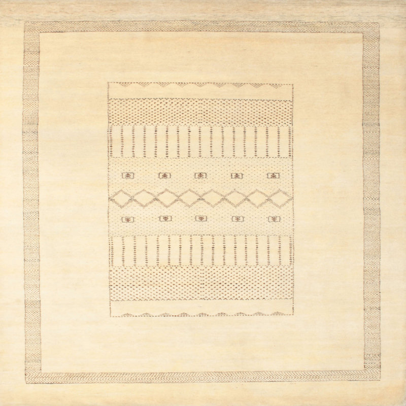 Tapis contemporain crème / brun, Rectangle 2 pi x 5 pi