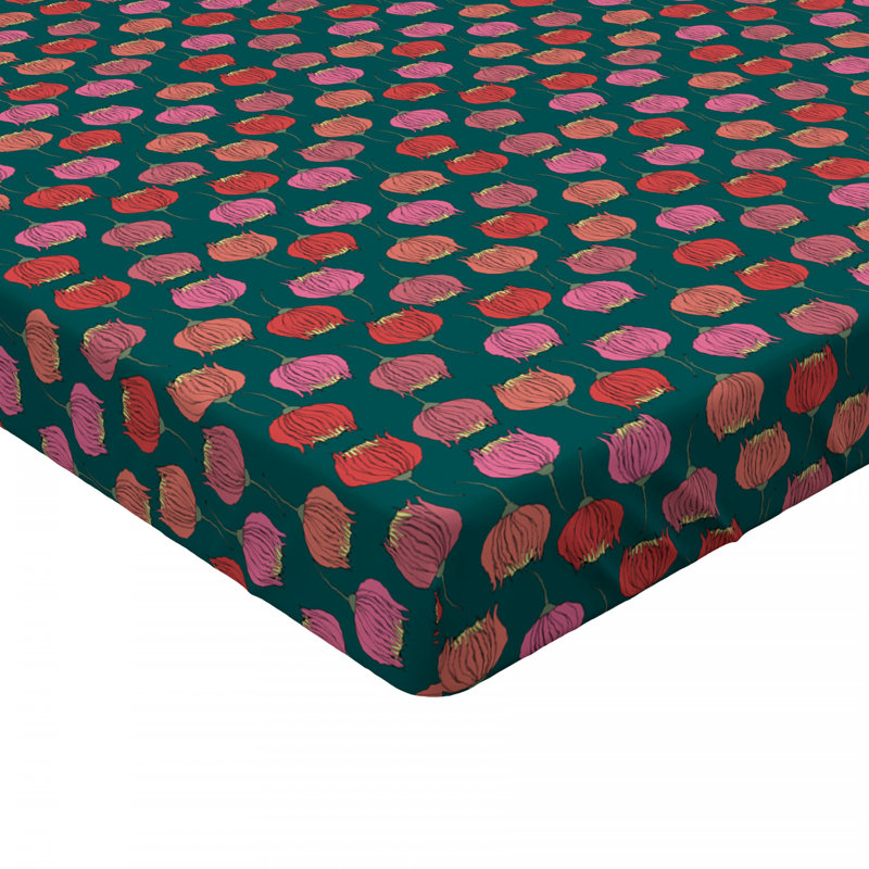 Microfiber Floral Fitted Sheet, Full/Double Fitted Sheet