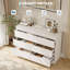 Commode 6 tiroirs Modern White, commode Simply Modern, commode 6 tiroirs pour le rangement des vêtements pour la chambre à coucher, commode double en bois pour la chambre à coucher, le salon, le vestibule