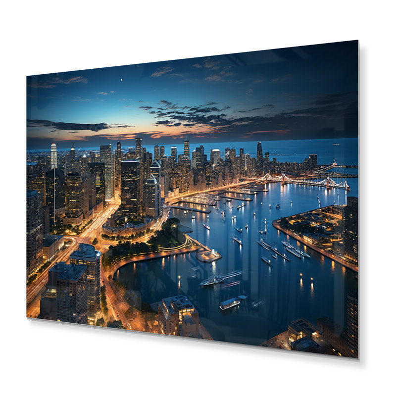 Chicago, beau paysage urbain I - Chicago, reproduction sur métal, H 34 po x l 44 po