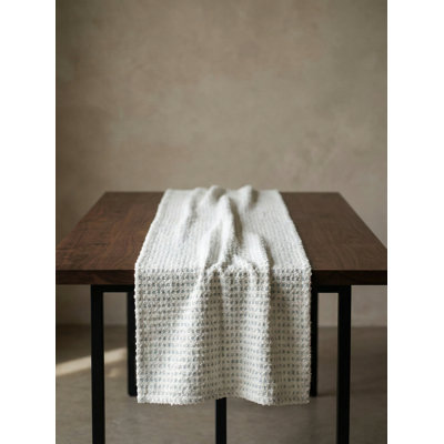 Aqua Blue Harbor Tweed Indoor Outdoor Table Runner 14x72
