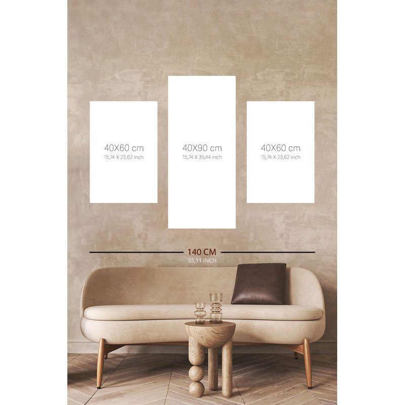 Superbe ensemble de peinture sur toile décorative (3 pièces), 15,7 x 23,6 pouces (2 pièces) et 15,7 x 35,4 pouces (1 pièce) | 100% toile, épaisseur: 1,2 po | Parfait pour le salon, la chambre à coucher et le bureau