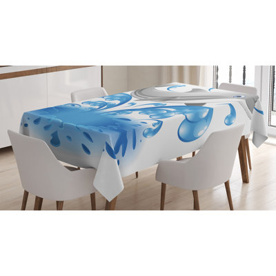 Ambesonne Sea Animals Tablecloth, Jumping Dolphin Animal Character Cartoon Style Water Splash Children Summer, Rectangular Table Cover For Dining Room Kitchen Decor, 52" X 70", Blue Grey