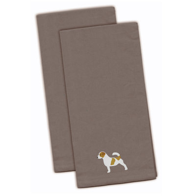 Serviette de cuisine à broderie à broderie terrier jack d’olivier
