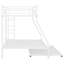 Lit superposé simple au-dessus d'un lit double avec construction robuste et lit gigogne dans un cadre en métal blanc-952088772