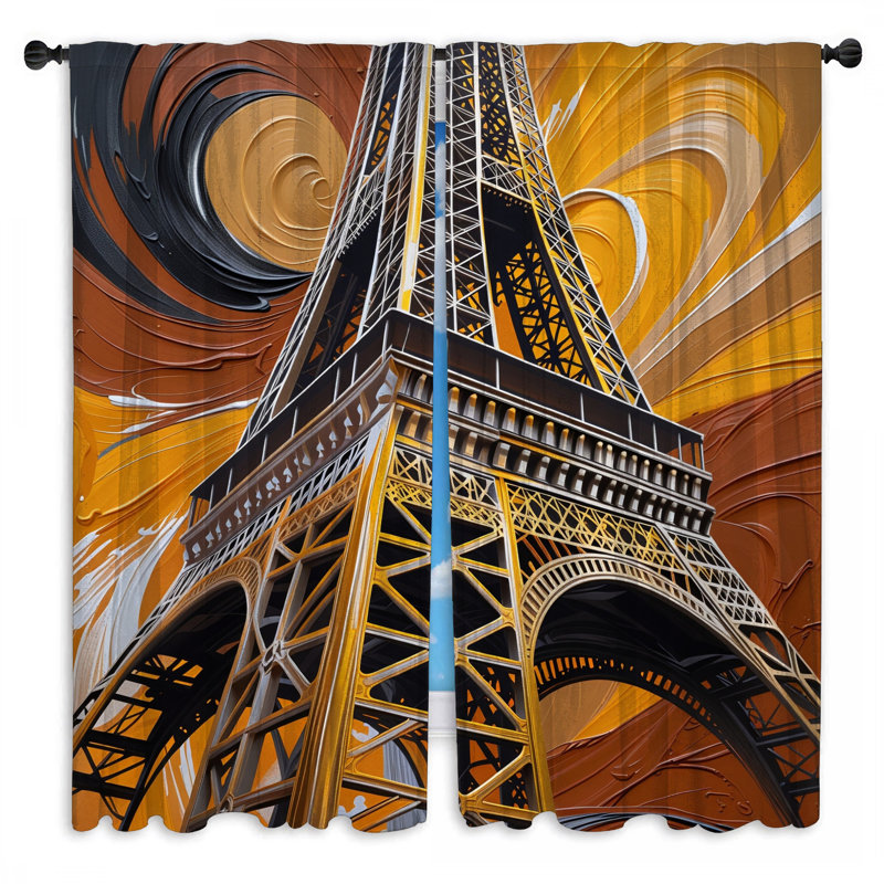 Rideaux de fenêtre Tour Eiffel obscurcissant et obscurcissant - 2 panneaux, 20 po x 50 po - 2 panneaux, Transparent