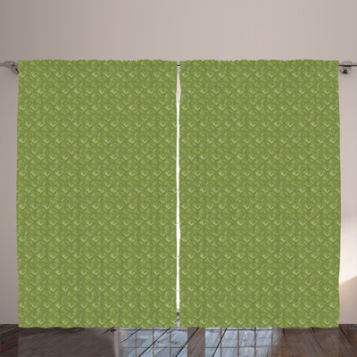 Rustic curtain, rhombus squares, olive green coconut