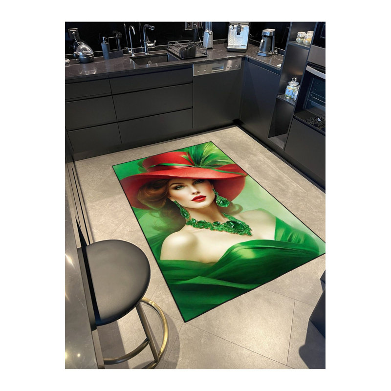 Tapis tissé Green Green, Sous-tapis rectangulaire de 3 pi 3 po x 4 pi 11 po