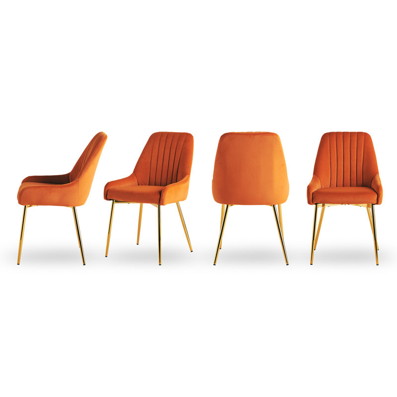 Maulsby Tufted Velvet Dining Chair, Orange