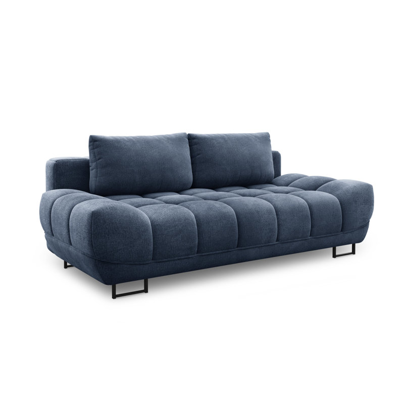 Nicolus 3 Seater Velvet Sofa Bed, Blue